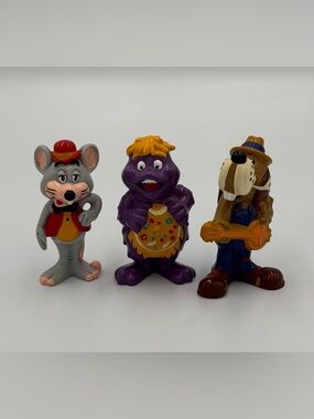 Vintage Chuck E Cheese 1983 Jasper Jowls + Chucky + Mr Munch Toy Figures Showbiz